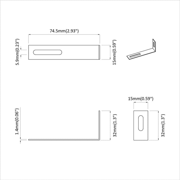 Antikallistuskiinnike 2 Hopea 74,5 x 15 x 32 mm Rauta