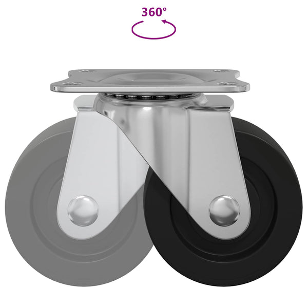 Kääntöpyörä 2 kpl Hopea 60 x 60 x 50 mm Rautaa ja nailonia