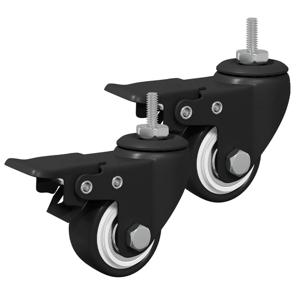 Pyörät 2 kpl Musta M6 x 37 mm Rautaa ja nailonia