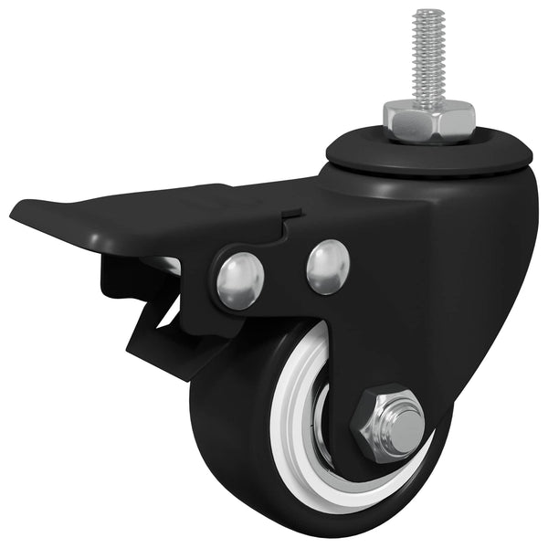 Pyörät 2 kpl Musta M6 x 37 mm Rautaa ja nailonia