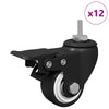 Pyörät 12 kpl Musta M6 x 37 mm Rautaa ja nailonia
