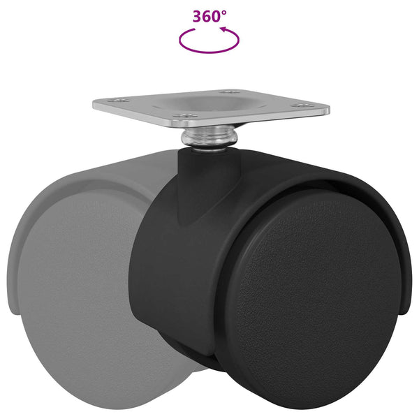Kääntöpyörä 12 kpl Musta 39,5 x 39,5 x 37,8 mm Rauta ja PP