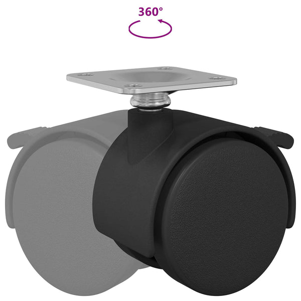 Kääntöpyörä 12 kpl Musta 39,5 x 39,5 x 37,8 mm