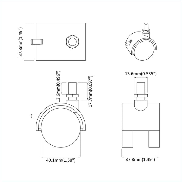 Kierre 12 kpl Mustaa ja hopeaa 40,1 x 40,1 x 37,8 mm