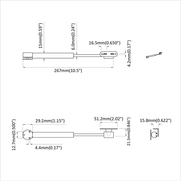 Hydraulinen Kaasujousi 12 kpl Hopea 280 x 17 x 16 mm