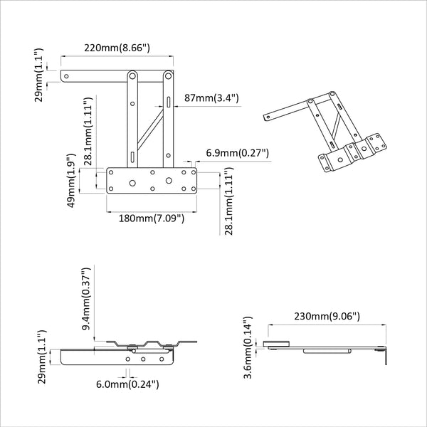 Sängyn nostomekanismi 2 kpl Musta 340 x 95 x 40 mm Rauta