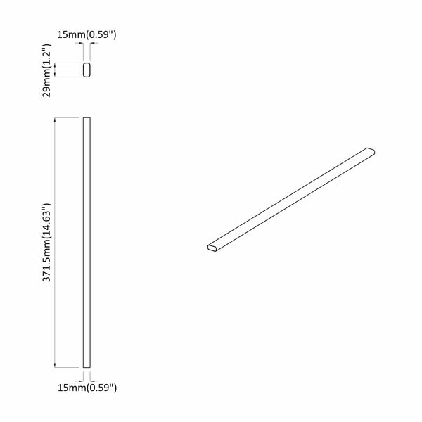 Kaapintanko 12 kpl Hopea 371,5 x 15 x 29 mm Alumiiniseos