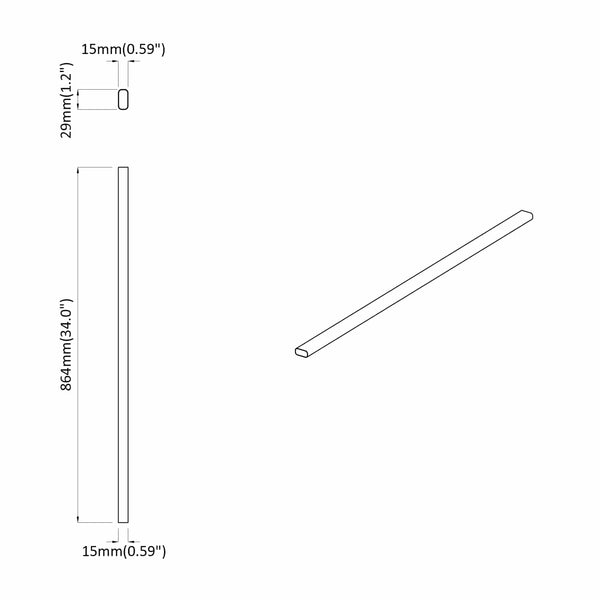 Kaapintanko 2 kpl Hopea 864 x 15 x 29 mm Alumiiniseos