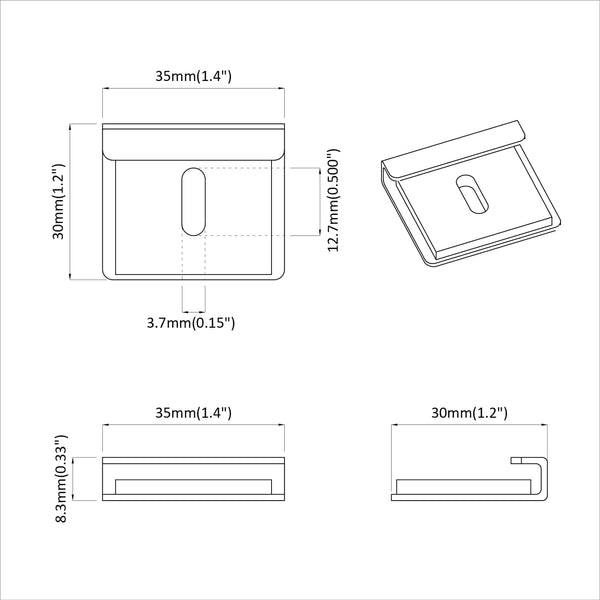 Peilin pidustuki 340 Nikkeli 35 x 30 x 8,3 mm Teräs