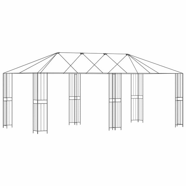 Gazebokehys ilman gazebokangasta 6 x 3 m Musta Teräs