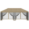 Paviljonki sivuseinillä 6 x 3 m Beige Polyesteri ja teräs