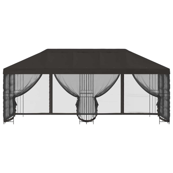 Paviljonki sivuseinillä 6 x 3 m Antrasiitti Polyesteri ja teräs