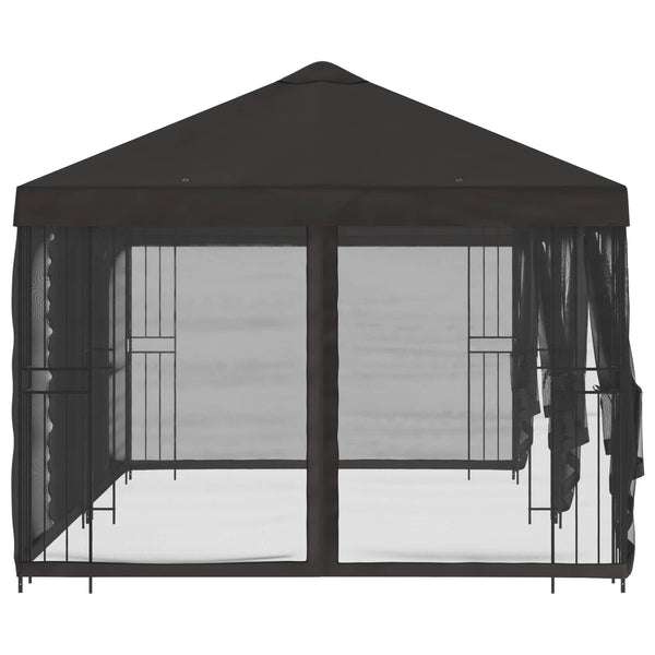 Paviljonki sivuseinillä 6 x 3 m Antrasiitti Polyesteri ja teräs