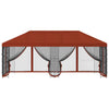 Paviljonki sivuseinillä 6 x 3 m Terrakotta Polyesteri ja teräs