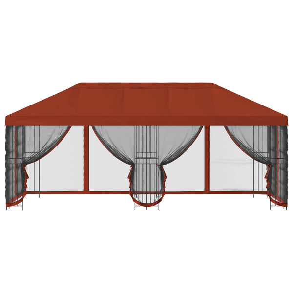 Paviljonki sivuseinillä 6 x 3 m Terrakotta Polyesteri ja teräs