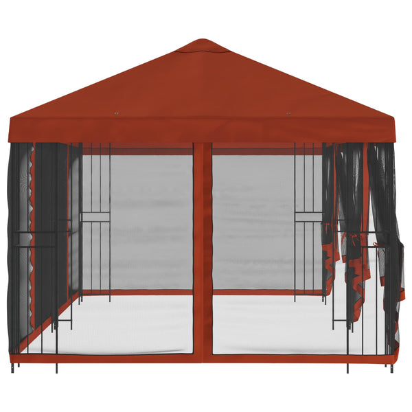 Paviljonki sivuseinillä 6 x 3 m Terrakotta Polyesteri ja teräs