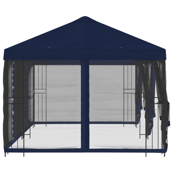 Paviljonki sivuseinillä 6 x 3 m Sininen Polyesteri ja teräs