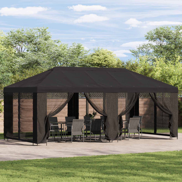 Puutarhamaja sivuseinillä 6 x 3 m Antrasiitti