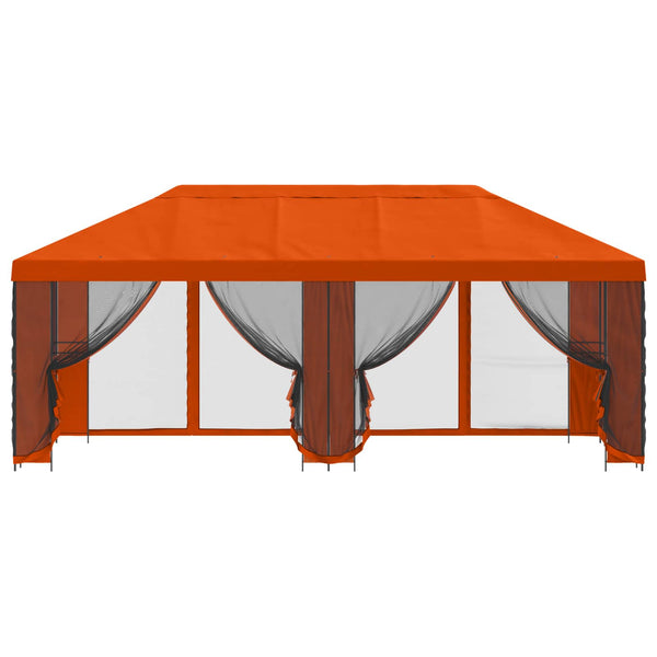 Puutarhamaja sivuseinillä 6 x 3 m Oranssi Polyesteri ja teräs