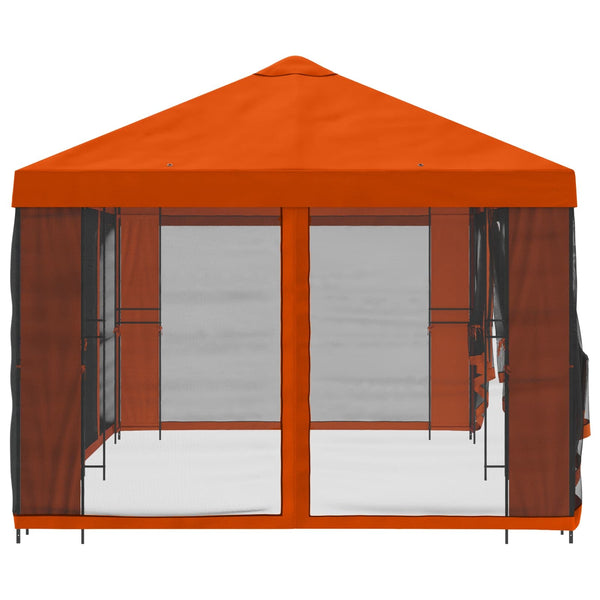 Puutarhamaja sivuseinillä 6 x 3 m Oranssi Polyesteri ja teräs