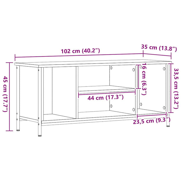 Musta tammi TV-kaappi. 102 x 35 x 45 cm, materiaali tekninen puu.