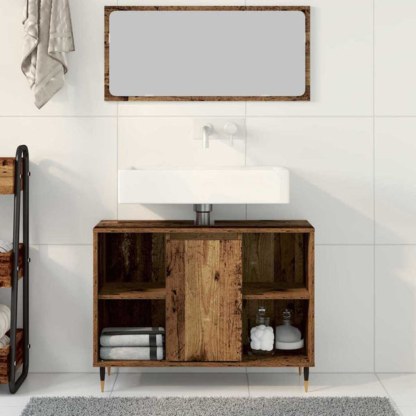 Kylpyhuonekaappi Vanha Puu 80 x 33 x 60 cm Tekninen puu