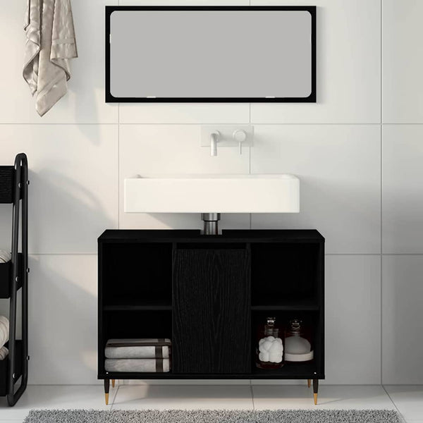 Kylpyhuonekaappi Musta 80 x 33 x 60 cm Tekninen puu