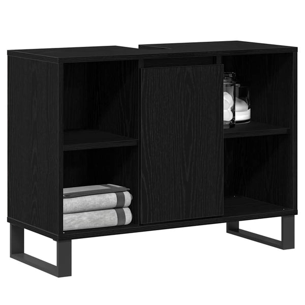Kylpyhuonekaappi Musta 80 x 33 x 60 cm Tekninen puu