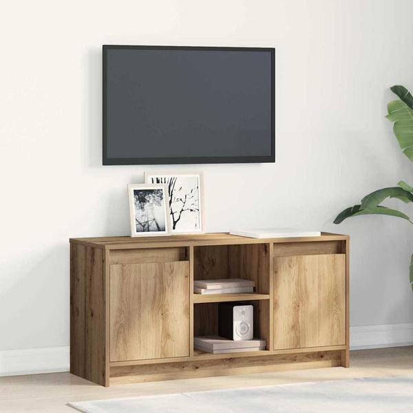 Ruskea TV-kaappi LED-nauhavaloin 100 x 34 x 50 cm Teknistä puuta
