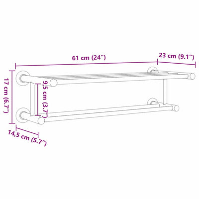 Musta pyyheteline Simzian 61x23x17cm (ruostumaton teräs)