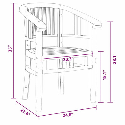Ruskea puutarhatuolit Alieana 63x58x89cm (2 pcs tiikki)