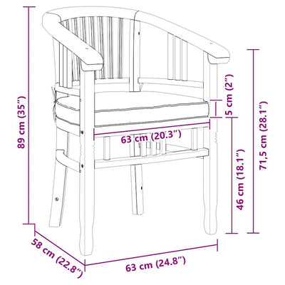 Ruskea puutarhatuolit Luberta 63x58x89cm (2 pcs, tiikki)