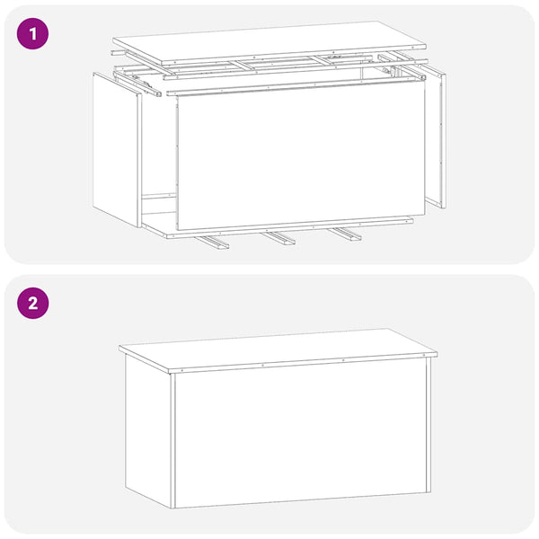 Puutarhan säilytys tyynylaatikko Galvanoitu teräs 220 L Hopea