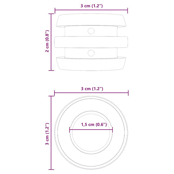 Pöytäfutispuskimet 16 kpl Musta 3 x 3 x 2 cm TPE