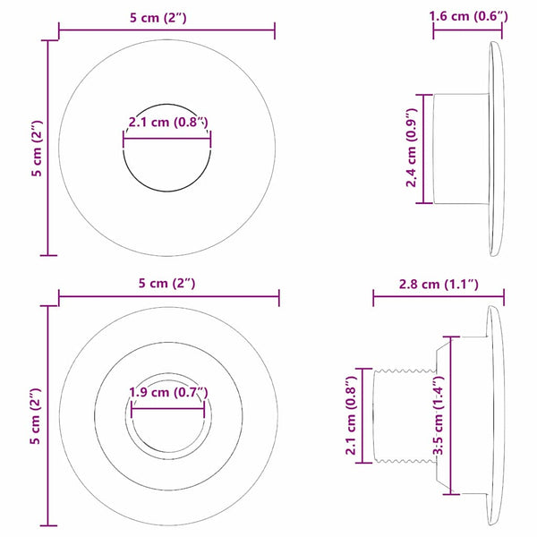 Pöytäjalkapallon laakerit 10 kpl Musta 5 x 5 x 2,8 cm PP