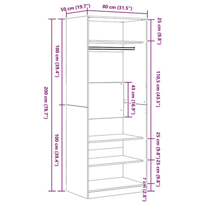 Mustatamme vaatekaappi hyllyllä Babei 80x50x200cm (puinen)