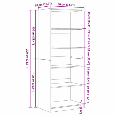 Mustatamme vaatekaappi hyllyllä Jianina 80x50x200cm (puinen)