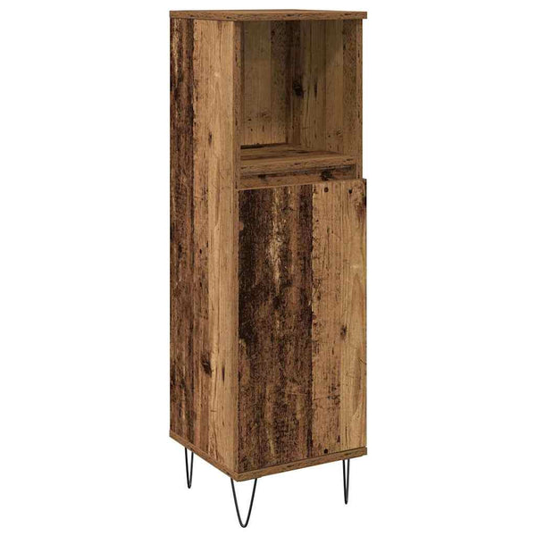 Kylpyhuonekalustesetti 3 kpl Vanha Puu 30 x 30 x 180 cm