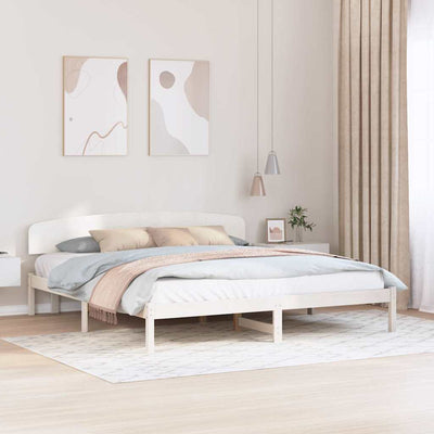 Sängyn runko päätyllä Valkoinen 200 x 200 cm Täysi Mänty