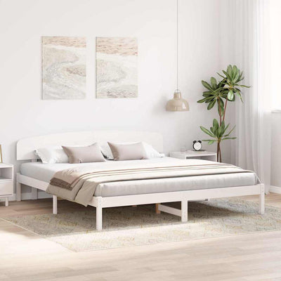 Sängyn runko päätyllä Valkoinen 200 x 200 cm Täysi Mänty