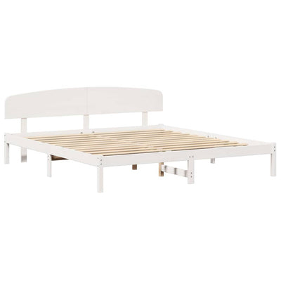 Sängyn runko päätyllä Valkoinen 200 x 200 cm Täysi Mänty