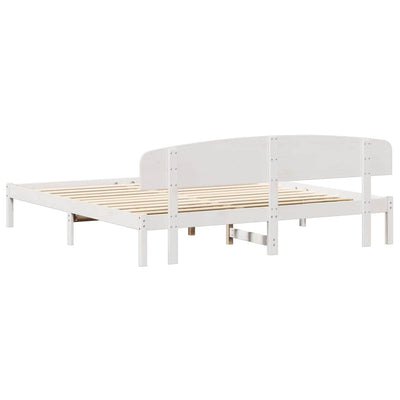 Valkoinen sängyn runko päätyllä Gheorghe 200x200cm (mänty)