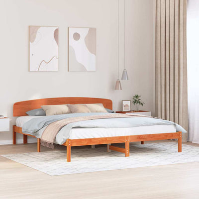Sängyn runko päätyllä Ruskea 200 x 200 cm Täysi Mänty