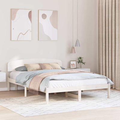 Sängyn runko päätyllä Valkoinen 140 x 200 cm Täysi Mänty
