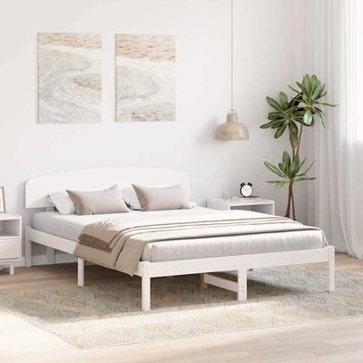 Sängyn runko päätyllä Valkoinen 140 x 200 cm Täysi Mänty