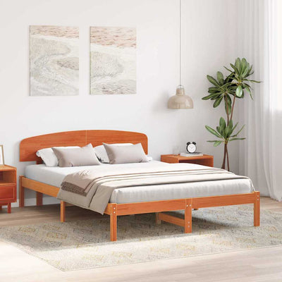 Sängyn runko päätyllä Ruskea 140 x 200 cm Täysi Mänty