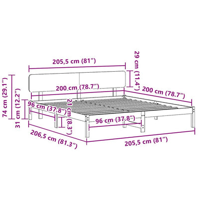 Luonnollinen sängyn runko päätyllä Clemansa 200x200cm