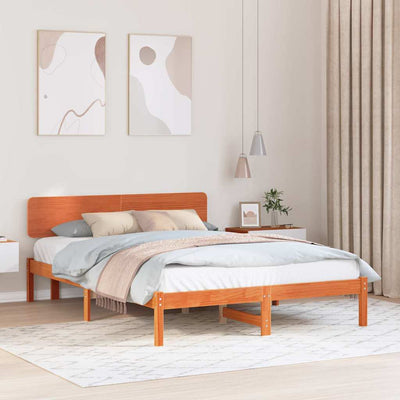 Sängyn runko päätyllä Vaha ruskea 200 x 200 cm