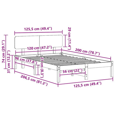 Vaha ruskea sängyn runko päätyllä Jose 120x200cm
