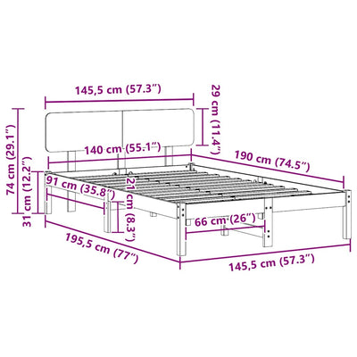 Luonnollinen sängyn runko päätyllä Spitzer 140x190cm
